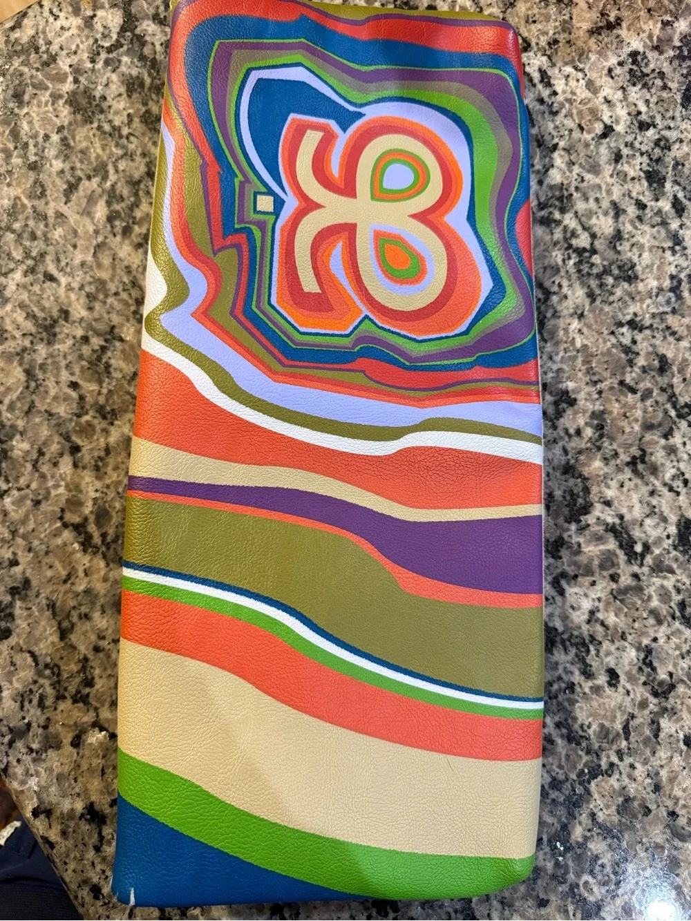 Arbonne Cream Fold-Over Clutch with Multicolor Stripe Accent